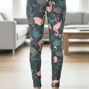 Small NEW Girls Pink Flamingo Leggings, Kids Soft Yoga Pants Luxury Leggings